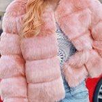 Γούνα puffer style μακρυμάνικη ροζ