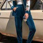 Βελουτέ floral σετάκι μπλε