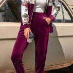 Βελουτέ floral σετάκι μπορντώ