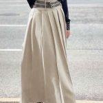 Maxi φούστα με ζωνάκια μπεζ