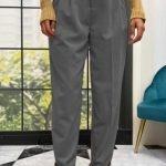 Anklet παντελόνι με half ζωνάκι γκρι