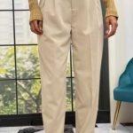 Anklet παντελόνι με half ζωνάκι μπεζ