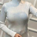 Ζιβάγκο rib top με strass σε λευκό