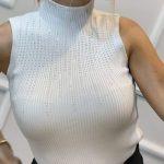 Αμάνικο ζιβάγκο με strass λευκό