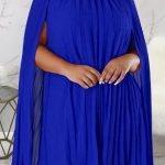 Αέρινο φόρεμα με ανοιχτά μανίκια σε μπλε