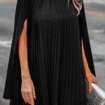 Αέρινο φόρεμα με ανοιχτά μανίκια σε μαύρο