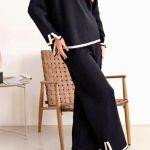 Πλεκτό σετάκι με μικρά σκισίματα