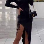 Εφαρμοστό sexy μακρύ φόρεμα