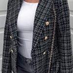 Σακάκι τύπου tweed μαύρο