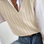 Κοντή πλεκτή καζάκα μπεζ