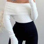 Off shoulder τοπάκι rib λευκό