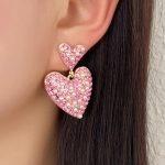 Καρδιές σκουλαρίκια με πέρλες και στράς