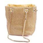 Τσάντα πουγκί strass σε χρυσό