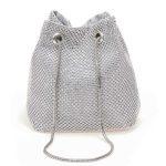 Τσάντα πουγκί strass σε ασημί