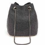 Τσάντα πουγκί strass σε μαύρο