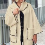 Παλτό τσόχα κοντό με ραφές σε εκρού