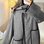 Παλτό τσόχα κοντό με ραφές σε γκρι