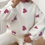 Φούτερ με καρδιές σε λευκό / ροζ χρώμα