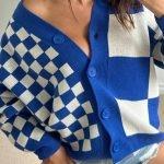 Trendy ζακέτα σκακιέρα μπλε