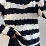 Vintage style ριγέ πουλόβερ μάυρο