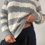 Vintage style ριγέ πουλόβερ γκρι