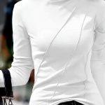 Ελαστικό bodycon τοπ μακρυμάνικο λεύκο