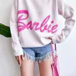 Barbie πλεκτό σε λευκή-κουφετί απόχρωση