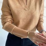 V neck τοπ μπεζ