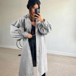 Παλτό μακρύ με balloon μανίκια γκρι