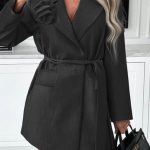 Σακάκι με λουλούδι και ζωνάκι μαύρο