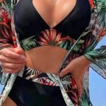 Μαύρο σετ μπικίνι με καφτάνι