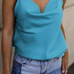 Satin lingerie top σε γαλάζιο