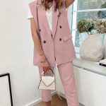 Αμάνικο office σετ dusty pink