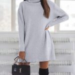 Πλεκτό μπλουζοφόρεμα γκρι με ζιβάγκο