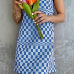 Vintage mini φόρεμα με φαρδιές ράντες σε μπλε