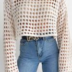 Μακρυμάνικη μπλούζα διάτρητη με τρύπες off white