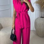 Casual σετ κοστούμι σε φούξια