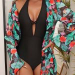 Ολόσωμο cut out μαγιό με καφτάνι