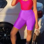 Metallic biker σορτς λιλά