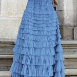 Maxi πλισέ τούλινη φούστα μπλε