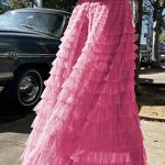 Maxi πλισέ τούλινη φούστα ροζ