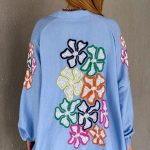 Πουκάμισο με σχέδιο λουλούδια γαλάζιο