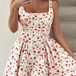 Μίνι floral φόρεμα μπεζ