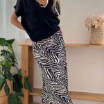 Midi σατεν ζέβρα φούστα
