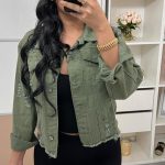 Κοντό χακί τζίν τζάκετ