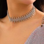Κολιέ choker με ασημί στρας