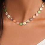 Πολύχρωμο λεπτό κολιέ με λουλουδάκια