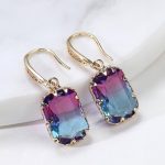 Κρεμαστά σκουλαρίκια με χρωματιστή διάφανη ντεγκραντέ πέτρα