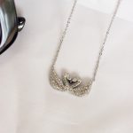 Κολιέ ατσάλινο με κύκνους σε ασήμι