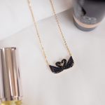 Κολιέ ατσάλινο με κύκνους σε μαύρο